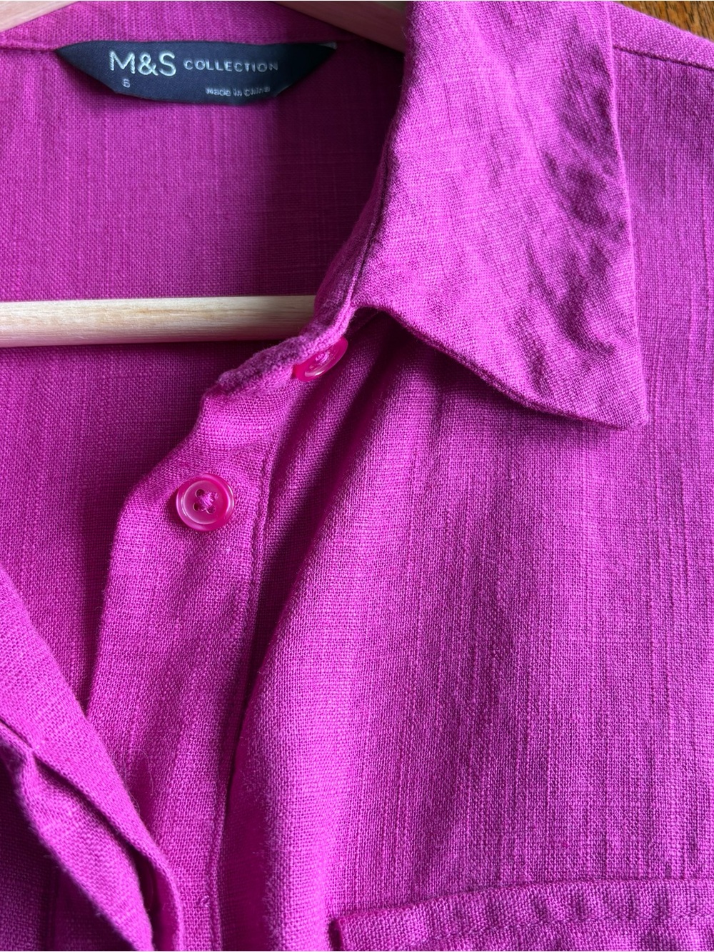 Stunning M&S linen blend fuchsia maxi shirt dress-size Small - Picture 7 of 9